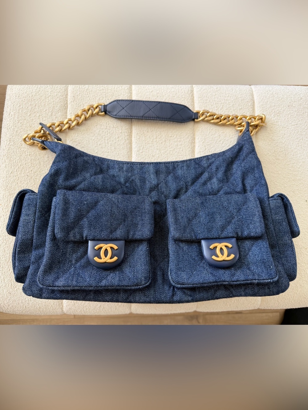 CHANEL Cargo Large denim blue